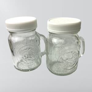 Vintage Golden Harvest Mini Mason Jar Glass Salt & Pepper Shaker